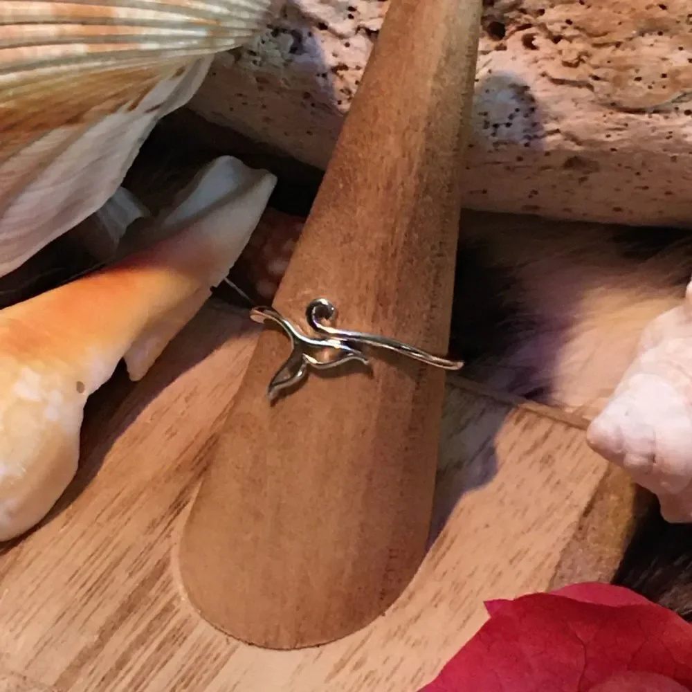 Whale tail sterling silver ring ocean jewelry